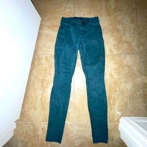 J Brand Super Skinny Forest Green Jean Leggings excellent condition size 25